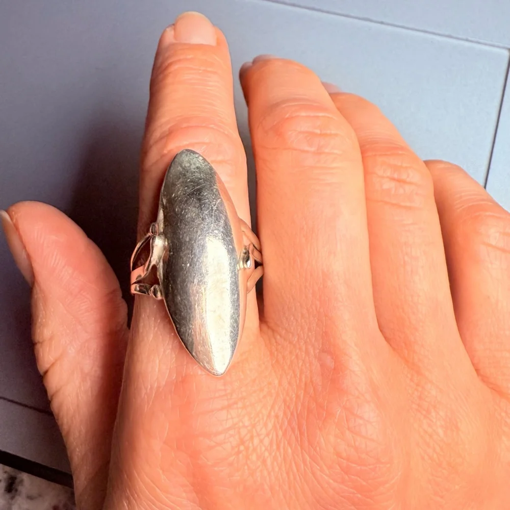 RARE Native American Hopi BIG Torpedo Dome Sterling Silver Modernist Ring VTG - Picture 5 of 8